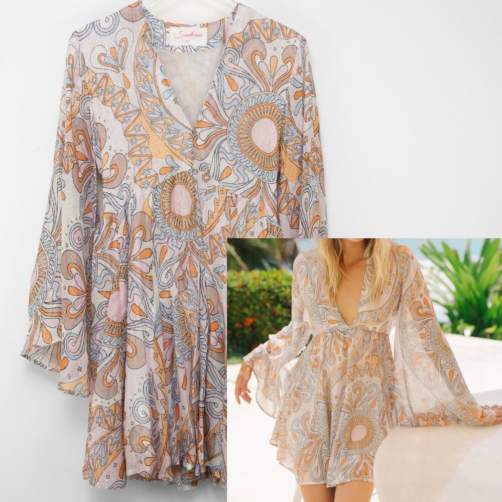 Sundress Maud Dress Mini Marbella Milkshake Metallic Multicolor Medium Large